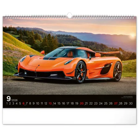 NOTIQUE Nástěnný kalendář Auta 2026, 48 x 33 cm