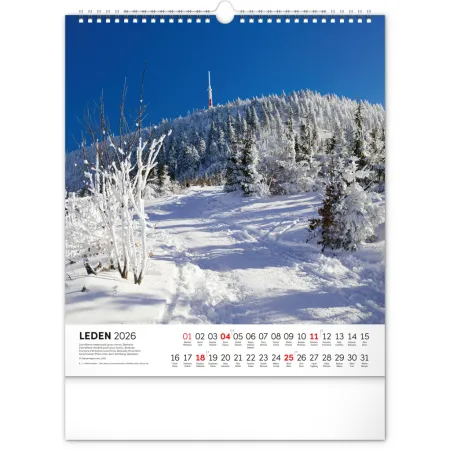 NOTIQUE Nástěnný kalendář Česká republika 2026, 30 x 34 cm