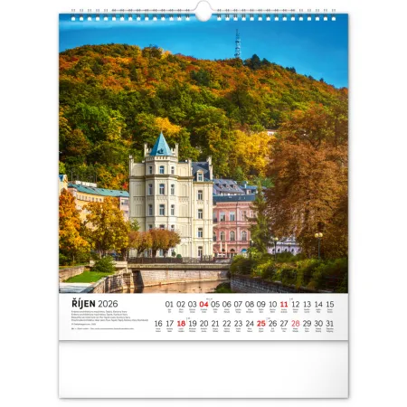 NOTIQUE Nástěnný kalendář Česká republika 2026, 30 x 34 cm