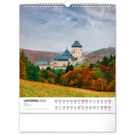 NOTIQUE Nástěnný kalendář Česká republika 2026, 30 x 34 cm