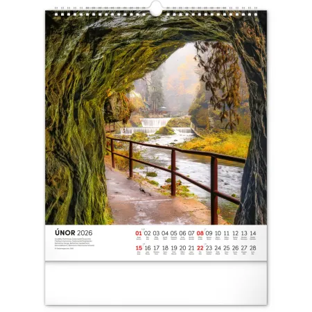 NOTIQUE Nástěnný kalendář Česká republika 2026, 30 x 34 cm