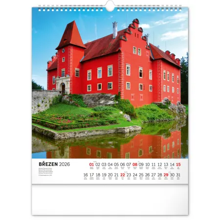 NOTIQUE Nástěnný kalendář Česká republika 2026, 30 x 34 cm