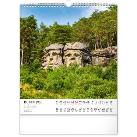 NOTIQUE Nástěnný kalendář Česká republika 2026, 30 x 34 cm