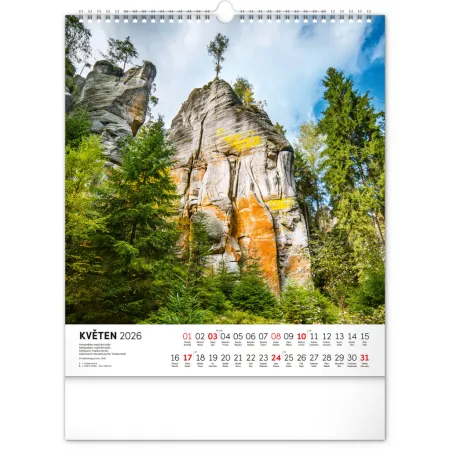 NOTIQUE Nástěnný kalendář Česká republika 2026, 30 x 34 cm