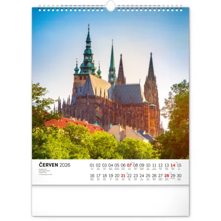 NOTIQUE Nástěnný kalendář Česká republika 2026, 30 x 34 cm