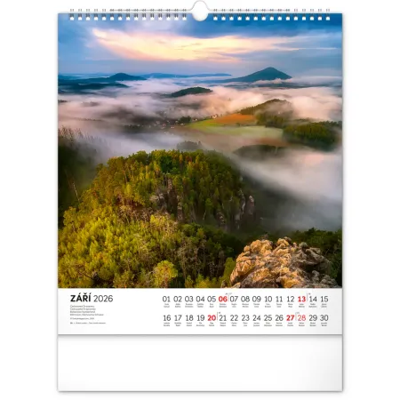 NOTIQUE Nástěnný kalendář Česká republika 2026, 30 x 34 cm