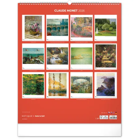 NOTIQUE Nástěnný kalendář Claude Monet 2026, 48 x 56 cm