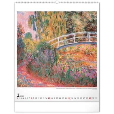 NOTIQUE Nástěnný kalendář Claude Monet 2026, 48 x 56 cm