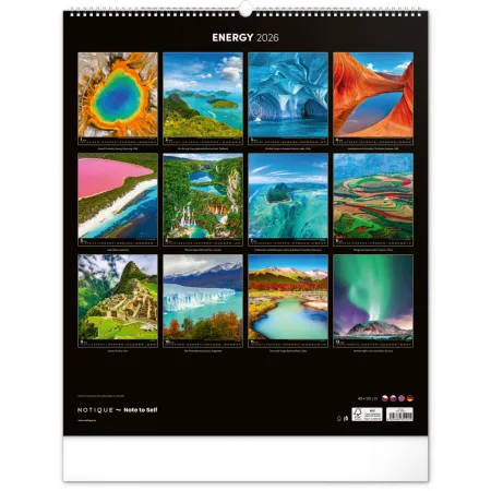 NOTIQUE Nástěnný kalendář Energie 2026, 48 x 56 cm