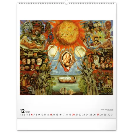NOTIQUE Nástěnný kalendář Frida Kahlo 2026, 48 x 56 cm