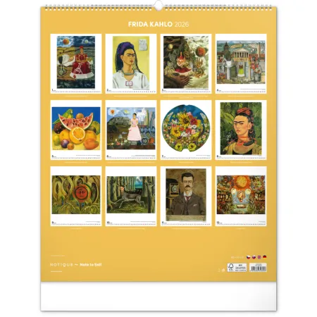NOTIQUE Nástěnný kalendář Frida Kahlo 2026, 48 x 56 cm