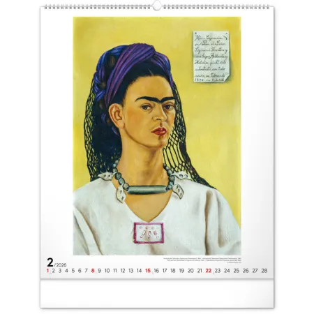 NOTIQUE Nástěnný kalendář Frida Kahlo 2026, 48 x 56 cm