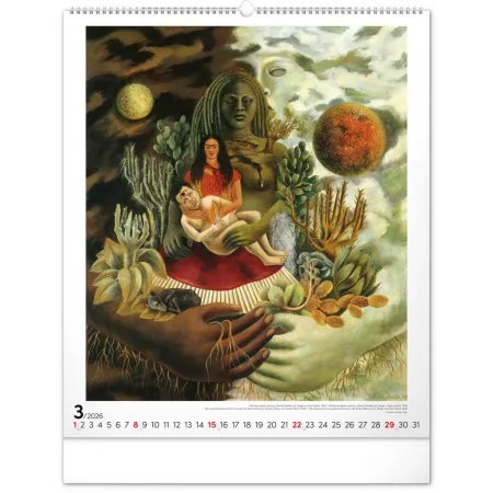 NOTIQUE Nástěnný kalendář Frida Kahlo 2026, 48 x 56 cm