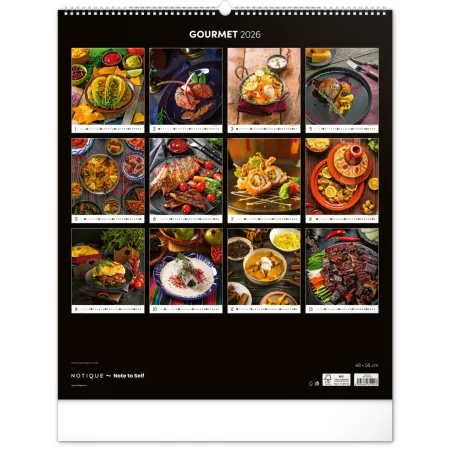 NOTIQUE Nástěnný kalendář Gourmet 2026, 48 x 56 cm
