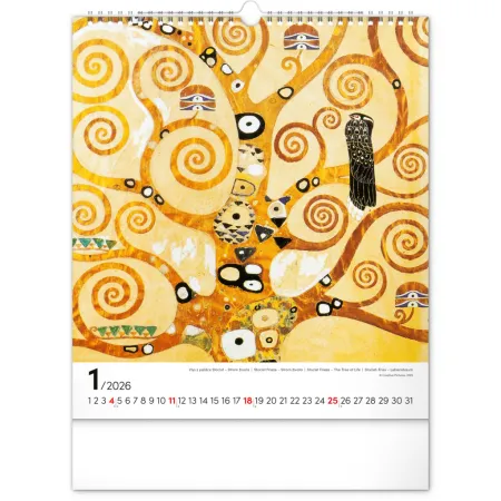 NOTIQUE Nástěnný kalendář Gustav Klimt 2026, 30 x 34 cm