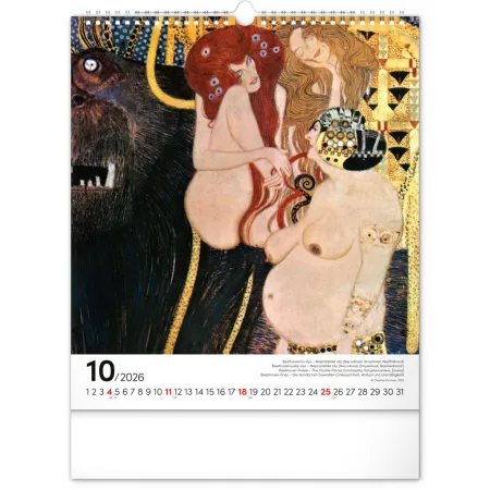 NOTIQUE Nástěnný kalendář Gustav Klimt 2026, 30 x 34 cm