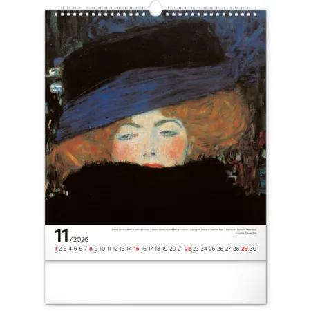 NOTIQUE Nástěnný kalendář Gustav Klimt 2026, 30 x 34 cm