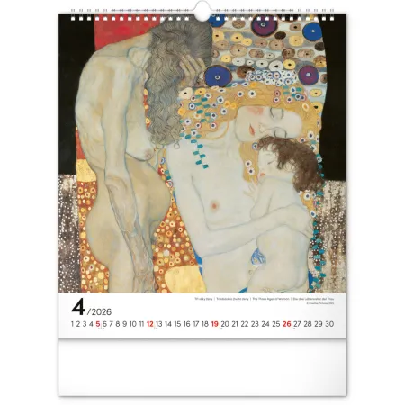 NOTIQUE Nástěnný kalendář Gustav Klimt 2026, 30 x 34 cm