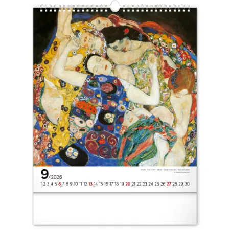 NOTIQUE Nástěnný kalendář Gustav Klimt 2026, 30 x 34 cm
