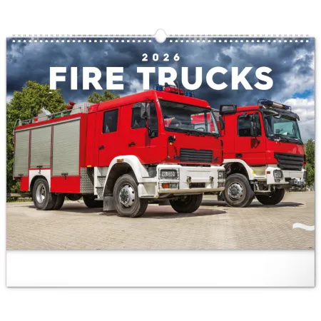NOTIQUE Nástěnný kalendář Hasičské vozy 2026, 48 x 33 cm