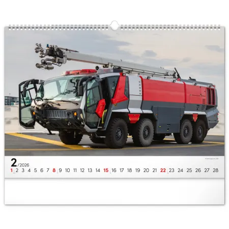 NOTIQUE Nástěnný kalendář Hasičské vozy 2026, 48 x 33 cm