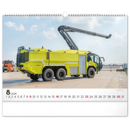 NOTIQUE Nástěnný kalendář Hasičské vozy 2026, 48 x 33 cm