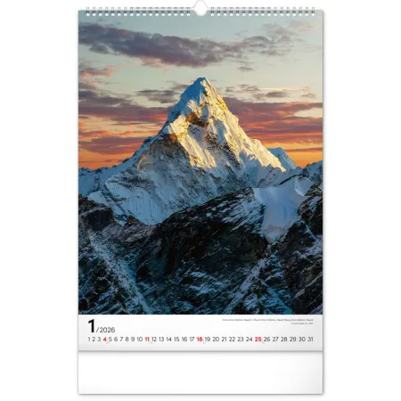 NOTIQUE Nástěnný kalendář Hory 2026, 33 x 46 cm