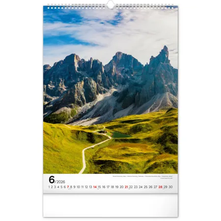 NOTIQUE Nástěnný kalendář Hory 2026, 33 x 46 cm