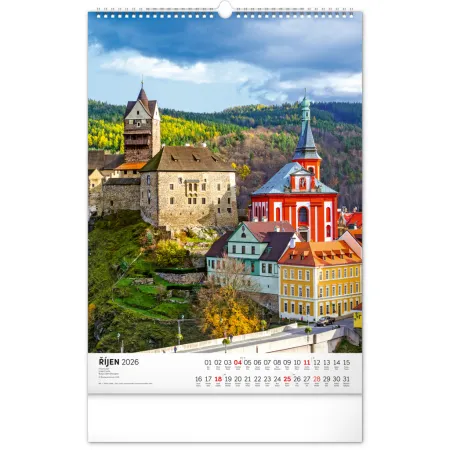 NOTIQUE Nástěnný kalendář Hrady a zámky 2026, 33 x 46 cm