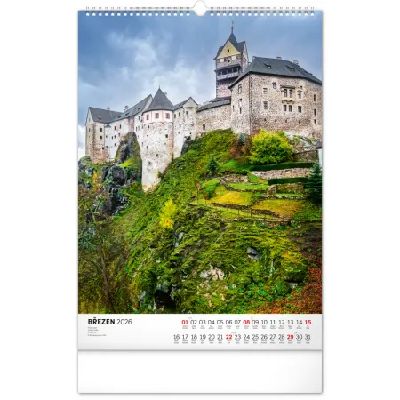 NOTIQUE Nástěnný kalendář Hrady a zámky 2026, 33 x 46 cm