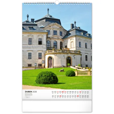 NOTIQUE Nástěnný kalendář Hrady a zámky 2026, 33 x 46 cm