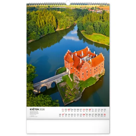 NOTIQUE Nástěnný kalendář Hrady a zámky 2026, 33 x 46 cm