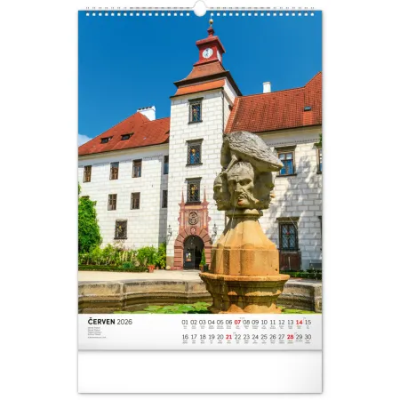 NOTIQUE Nástěnný kalendář Hrady a zámky 2026, 33 x 46 cm