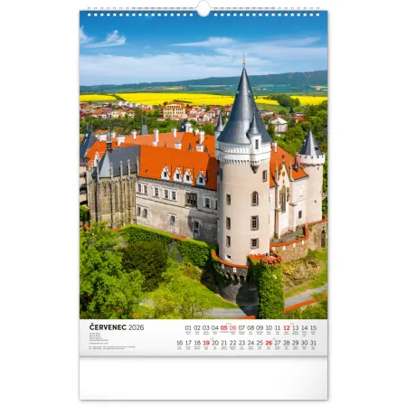 NOTIQUE Nástěnný kalendář Hrady a zámky 2026, 33 x 46 cm