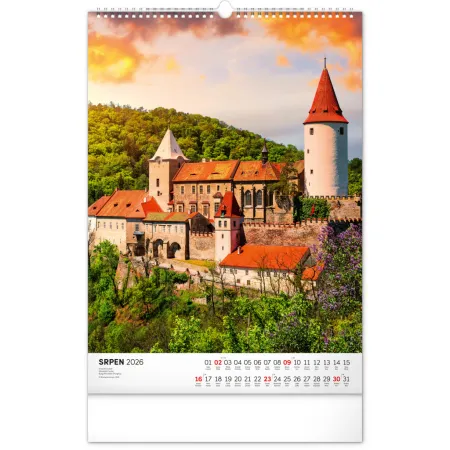 NOTIQUE Nástěnný kalendář Hrady a zámky 2026, 33 x 46 cm