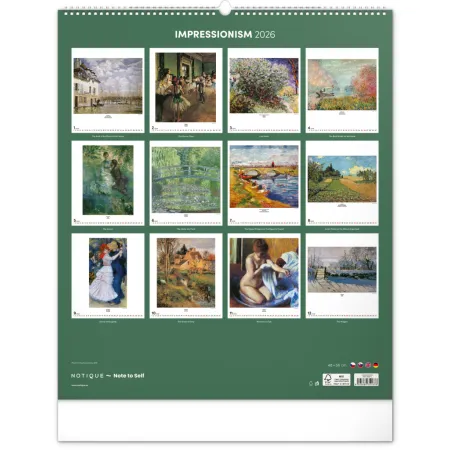 NOTIQUE Nástěnný kalendář Impresionismus 2026, 48 x 56 cm