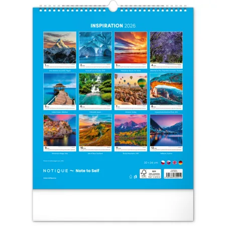NOTIQUE Nástěnný kalendář Inspirace 2026, 30 x 34 cm