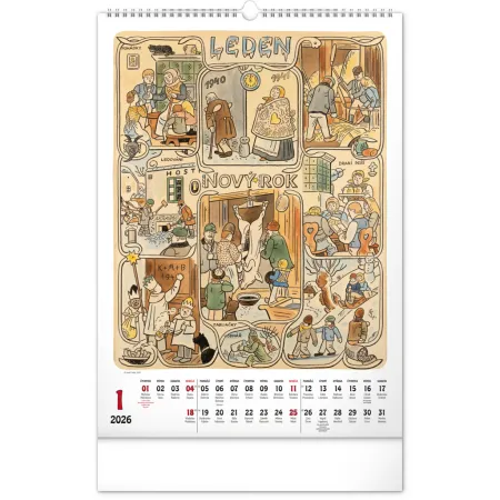 NOTIQUE Nástěnný kalendář Josef Lada 2026, 33 x 46 cm