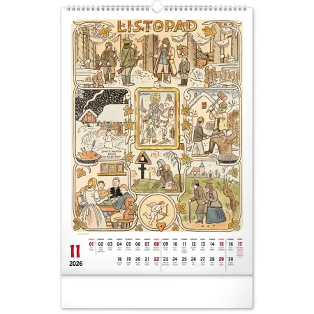 NOTIQUE Nástěnný kalendář Josef Lada 2026, 33 x 46 cm