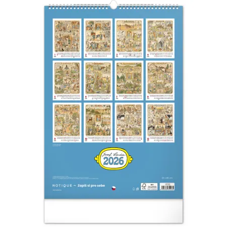 NOTIQUE Nástěnný kalendář Josef Lada 2026, 33 x 46 cm