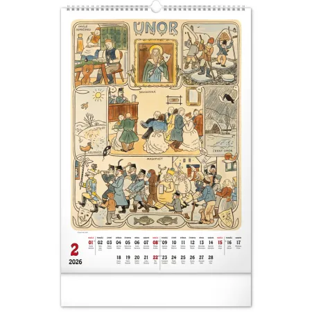 NOTIQUE Nástěnný kalendář Josef Lada 2026, 33 x 46 cm