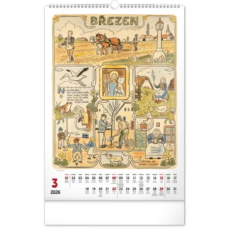 NOTIQUE Nástěnný kalendář Josef Lada 2026, 33 x 46 cm