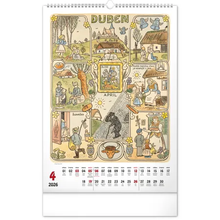 NOTIQUE Nástěnný kalendář Josef Lada 2026, 33 x 46 cm