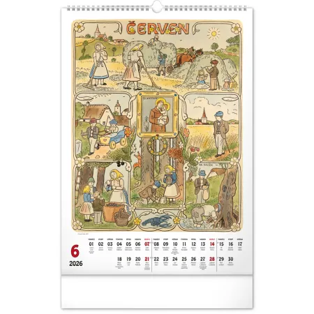 NOTIQUE Nástěnný kalendář Josef Lada 2026, 33 x 46 cm