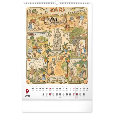 NOTIQUE Nástěnný kalendář Josef Lada 2026, 33 x 46 cm