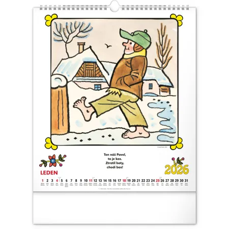 NOTIQUE Nástěnný kalendář Josef Lada – Říkadla 2026, 30 x 34 cm