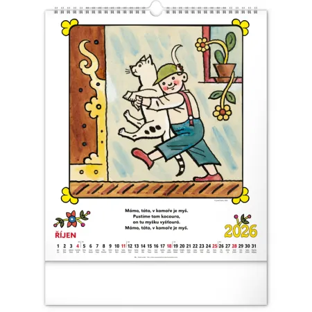 NOTIQUE Nástěnný kalendář Josef Lada – Říkadla 2026, 30 x 34 cm