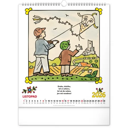 NOTIQUE Nástěnný kalendář Josef Lada – Říkadla 2026, 30 x 34 cm