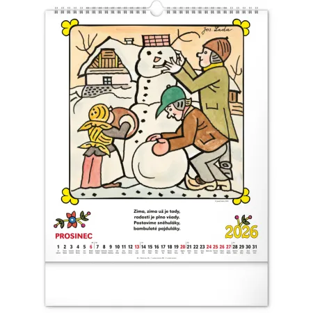 NOTIQUE Nástěnný kalendář Josef Lada – Říkadla 2026, 30 x 34 cm