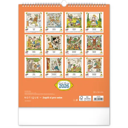 NOTIQUE Nástěnný kalendář Josef Lada – Říkadla 2026, 30 x 34 cm